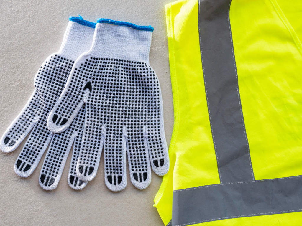 Guantes de seguridad en una mesa